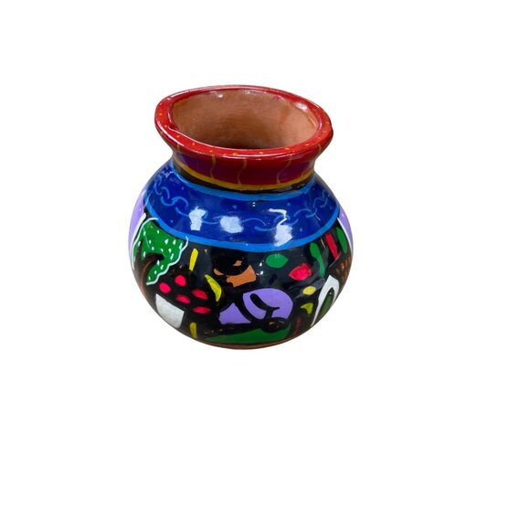 Mexicano Hand crafter and painted Ceramic 3" Vase SKU 9144 - Picture 1 of 9
